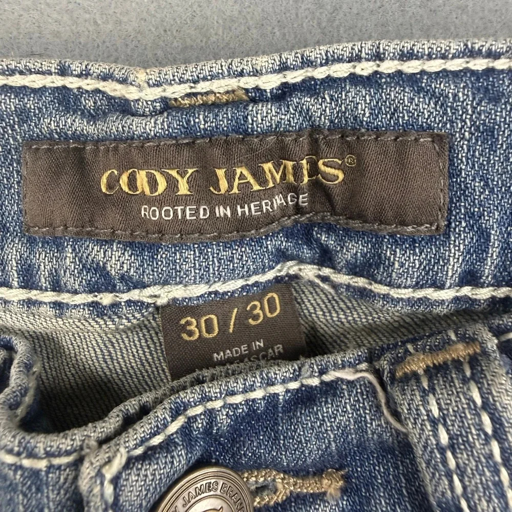Cody James Jeans Mens 30x30 Blue Western Straight Leg Heavy Stitch Denim